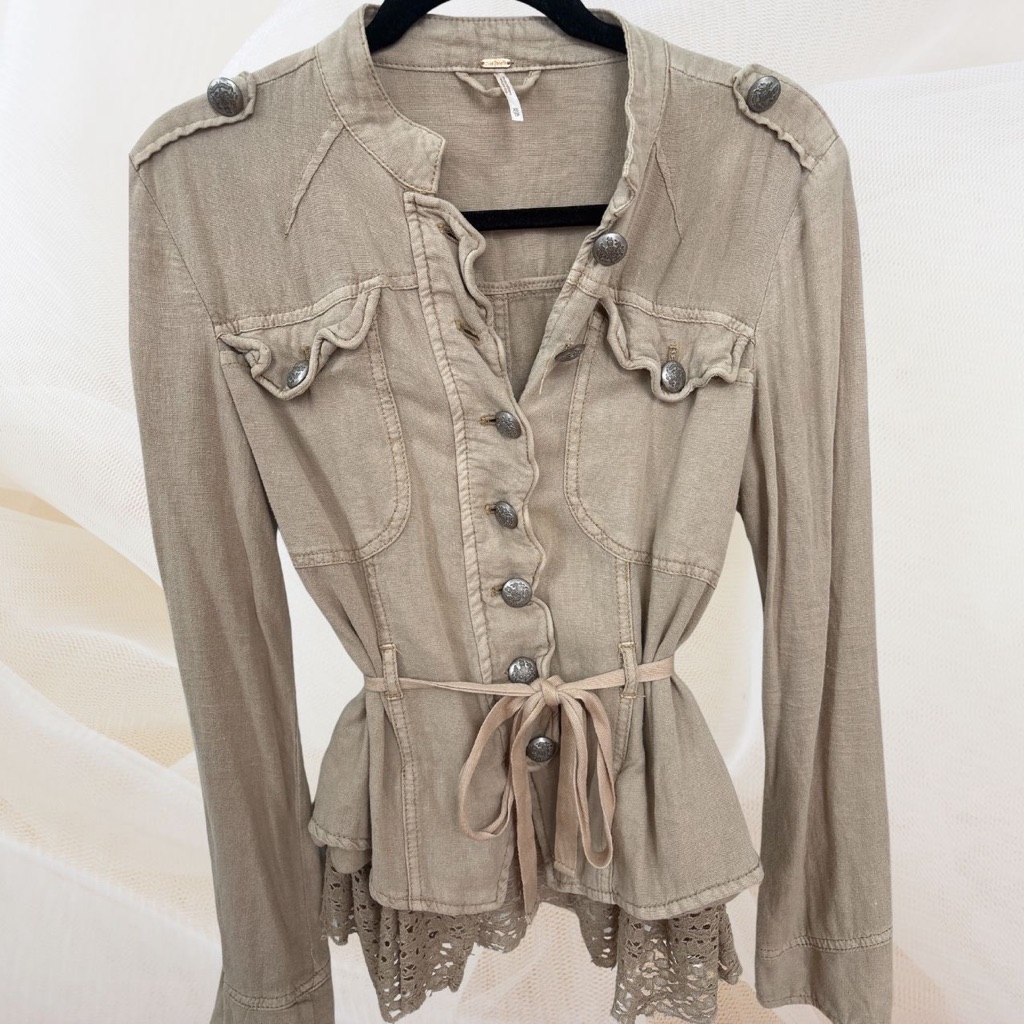 Free People- Emilia Peplum Military Jacket Nwot Xs